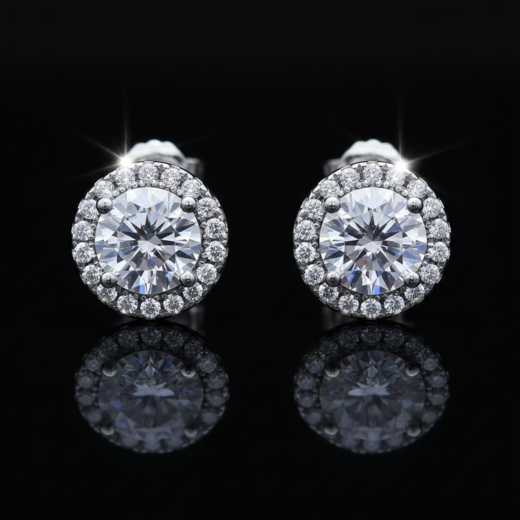 Orecchini Halo Round Pavé