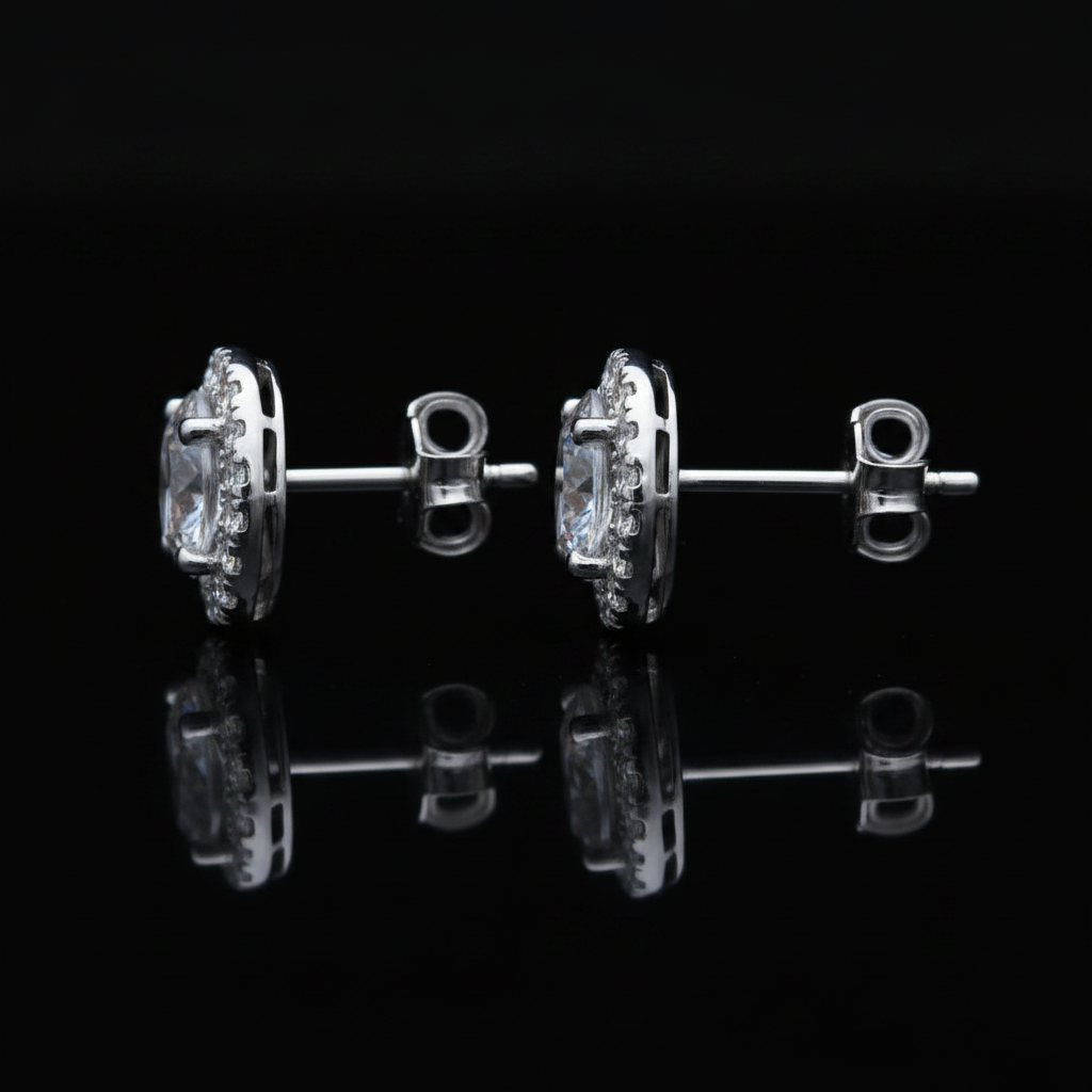 Orecchini Halo Round Pavé