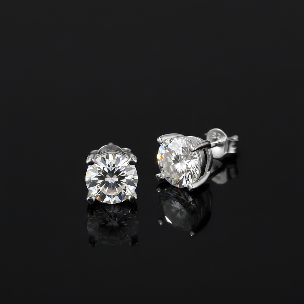 Orecchini Solitario Round Crystal